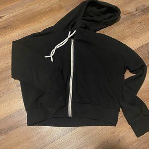 Black Forever 21 Crop Zip Up Hoodie
